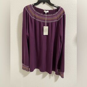 Grace & Lace Deep Purple Embroidered Blouse